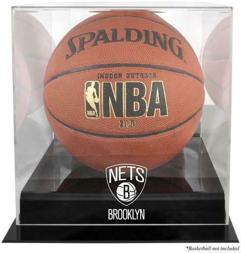 NBA Brooklyn Nets Blackbase Logo Basketball Display Case with Mirror Back