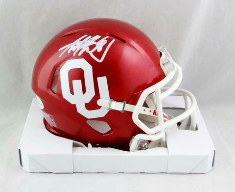 Adrian Peterson Signed Oklahoma Sooners Speed Mini Helmet- Beckett W Auth *White
