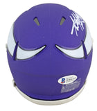 Vikings Adrian Peterson Authentic Signed Purple Speed Mini Helmet BAS Witnessed