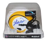 Kurt Warner Autographed/Signed St Louis Rams Lunar Mini Helmet Beckett 36327