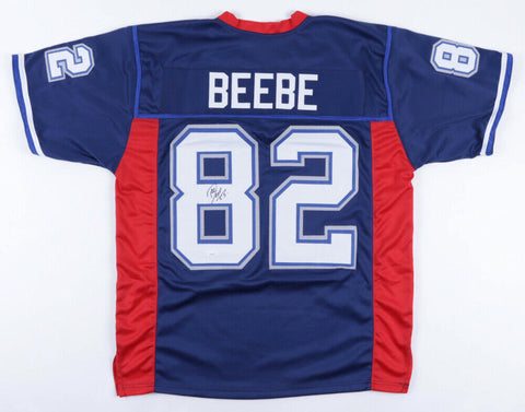 Don Beebe Signed Buffalo Bills Blue Jersey (JSA COA) Super Bowl XXXI Champ W.R.