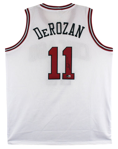 Demar Derozan Authentic Signed White Pro Style Jersey Autographed BAS Witnessed