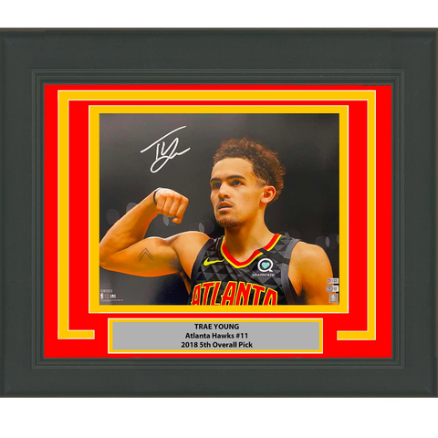 Framed Autographed/Signed Trae Young Atlanta Hawks 16x20 Photo Beckett BAS COA