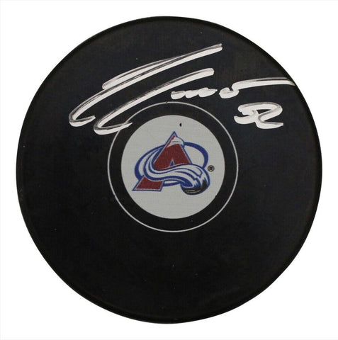 Adam Foote Autographed/Signed Colorado Avalanche Logo Puck Beckett 36278