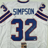 Autographed/Signed OJ O.J. SIMPSON Buffalo White Football Jersey JSA COA Auto
