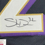 FRAMED Autographed/Signed DESHON ELLIOTT 33x42 Baltimore Black Jersey JSA COA