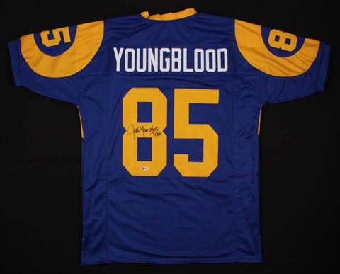 Jack Youngblood Signed Custom Los Angeles Rams Jersey (Beckett COA) 7xPro Bowl