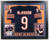 Jim McMahon Signed Chicago Bears 35x43 Framed Jersey (Beckett COA) Super Bowl XX