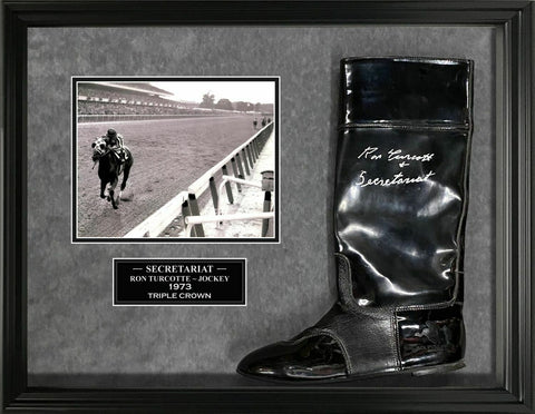 Ron Turcotte Signed Autographed Secretariat Boot Custom Framed to 16x20 NEP