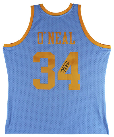 Lakers Shaquille O'Neal Signed Blue TB MLSP M&N HWC Swingman Jersey BAS Witness