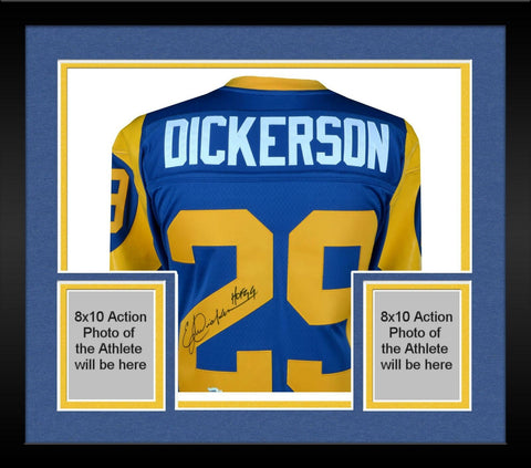 FRMD Eric Dickerson Rams Signd 1984 Throwback Mitchell&Ness Jersey w/"HOF 99"Ins