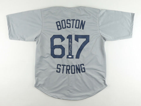 Jonny Gomes Signed Red Sox "Boston Strong" Jersey (JSA COA) Bean Town Area Code