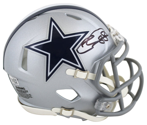 Cowboys CeeDee Lamb Authentic Signed Silver Speed Mini Helmet Fanatics COA