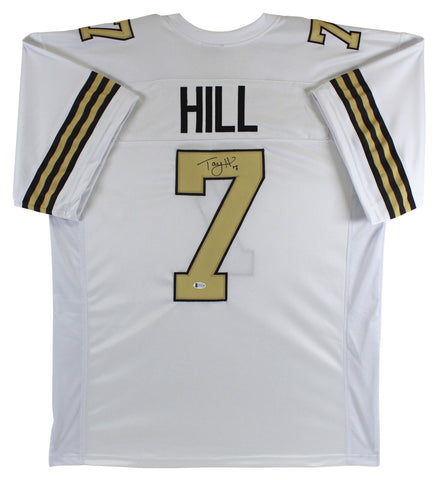 Taysom Hill Authentic Signed White Pro Style Jersey Autographed BAS Witnessed