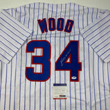 Autographed/Signed Kerry Wood Chicago Pinstripe Baseball Jersey PSA/DNA COA