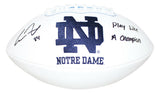 Cole Kmet Autographed Notre Dame Logo Football Play Like Champion BAS 30368