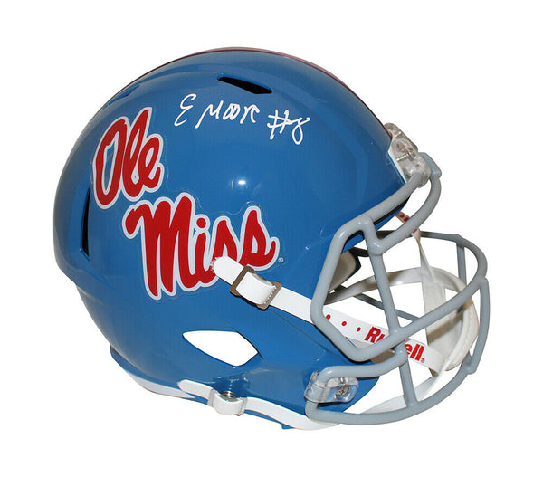 Elijah Moore Autographed/Signed Ole Miss Rebels F/S Speed Helmet JSA 34933