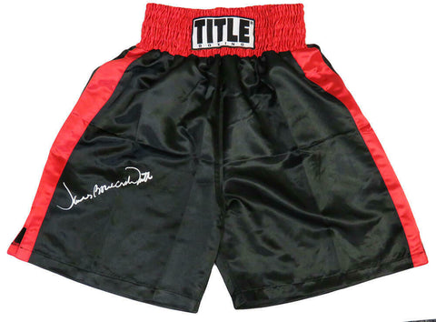 James Smith Signed Title Black With Red Trim Boxing Trunks w/Bonecrusher -SS COA
