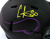 Cris Carter Signed Minnesota Vikings Eclipse Mini Helmet- Beckett W Auth *Yellow