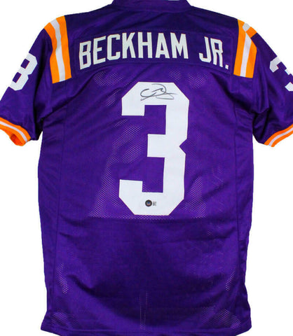 Odell Beckham Autographed Purple College Style Jersey-Beckett W Hologram *Black