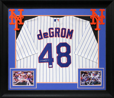 Mets Jacob deGrom Authentic Signed White Nike Framed Jersey Autographed JSA