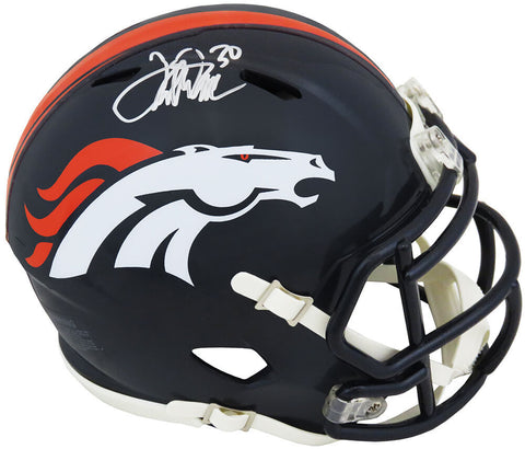 Terrell Davis Signed Denver Broncos Riddell Speed Mini Helmet - (SCHWARTZ COA)