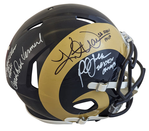 Rams (3) Warner, Faulk & Vermeil Signed 00-16 TB F/S Speed Proline Helmet BAS W