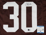 Cleo Miller Signed Browns Jersey (Beckett COA) Cleveland Full Back 1975 to 1982
