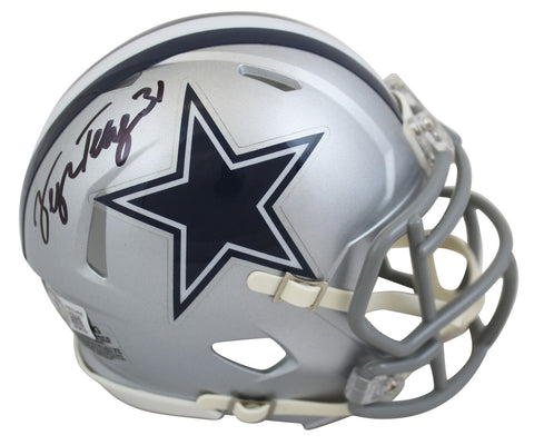 Cowboys George Teague Authentic Signed Silver Speed Mini Helmet BAS Witnessed