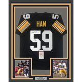 Framed Autographed/Signed Jack Ham HOF 88 33x42 Pittsburgh Black Jersey JSA COA