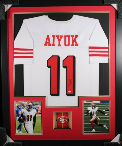 BRANDON AIYUK (49ers white TOWER) Signed Autographed Framed Jersey Beckett