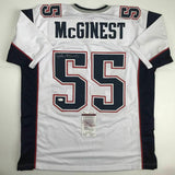 Autographed/Signed WILLIE MCGINEST New England White Football Jersey JSA COA