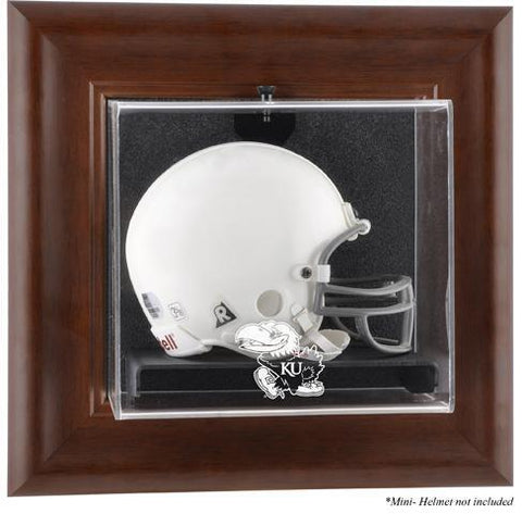 Kansas Jayhawks Brown Framed Wall-Mountable Mini Helmet Display Case