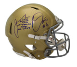 Jeremiah Owusu-Koramoah Signed Notre Dame Authentic Helmet 3 Insc BAS 34209