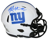 Michael Strahan Autographed New York Giants Lunar Mini Helmet BAS 34681