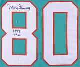 Marv Fleming Signed Miami Dolphins Teal Jersey Inscribed 1972 17-0 (JSA COA)