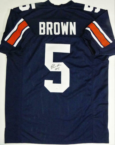 Derrick Brown Autographed Blue College Style Jersey - JSA W Auth *5