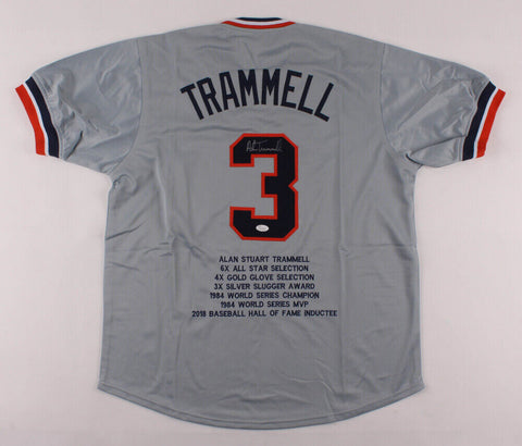 Alan Trammell Signed Detroit Tigers Career Highlight Stat Jersey (JSA COA)