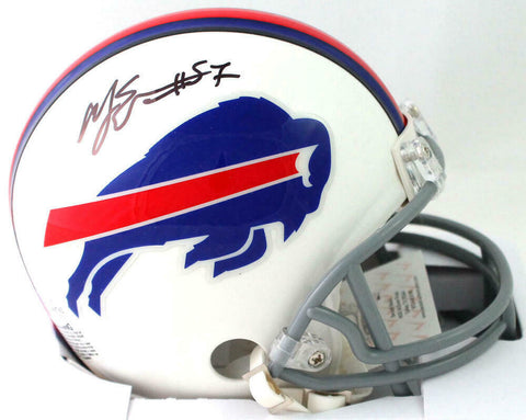 AJ Epenesa Autographed Buffalo Bills Mini Helmet - Beckett W Auth *Black