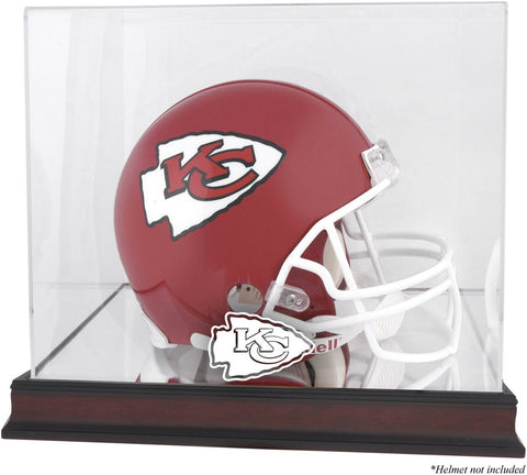 Kansas City Chiefs Mahogany Helmet Logo Display Case with Mirror Back - Fanatics