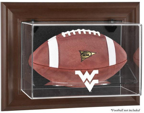 West Virginia Brown Framed Wall-Mountable Football Display Case