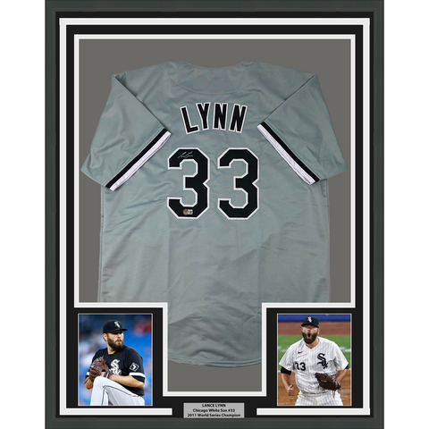 Framed Autographed/Signed Lance Lynn 33x42 Chicago Grey Baseball Jersey BAS COA