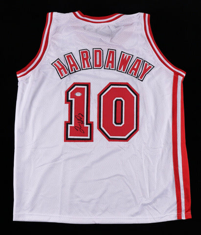 Tim Hardaway Signed Miami Heat White Jersey (PSA COA) 1989 1st Round Draft Pick