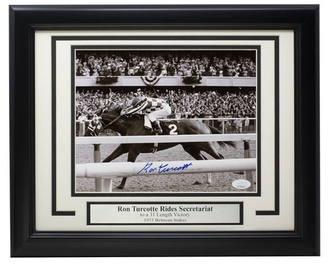 Ron Turcotte Signed Framed 8x10 1973 Belmont Stakes Horse Racing Photo JSA ITP