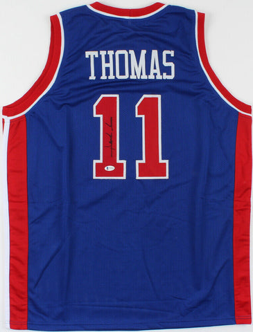 Isiah Thomas Signed Detroit Pistons Jersey (Beckett COA) 12xNBA All Star Guard