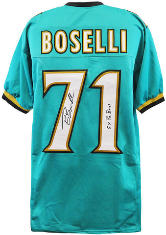 Tony Boselli Signed Teal Custom Football Jersey w/5x Pro Bowl - (SCHWARTZ COA)