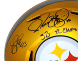 Steelers Signed F/S Blaze Helmet Roethlisberger Polamalu Ward Bettis BAS 32471