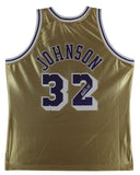 Lakers Magic Johnson Authentic Signed Gold M&N 75th Anniversary Jersey BAS Wit