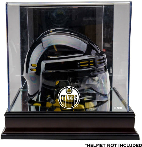Edmonton Oilers Mahogany Logo Mini Helmet Display Case