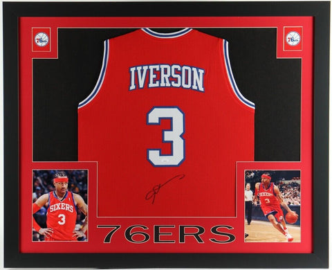 Allen Iverson Signed Philadelphia 76ers 35"x 43" Framed Jersey (JSA) 11xAll Star